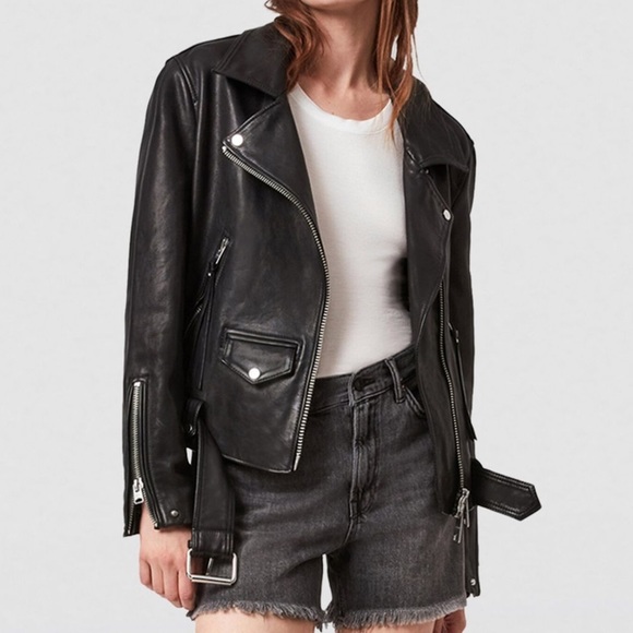 All Saints Luna leather biker jacket extra small - Picture 2 of 14